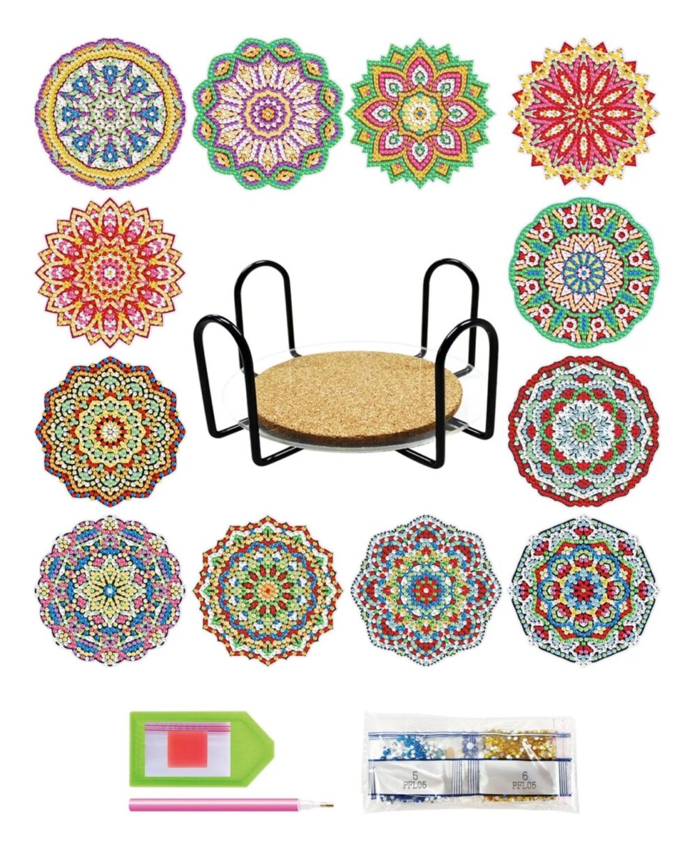 Diamond Painting 12-Piece Coaster DIY Kit_ Mandala TYP001 - Image 2